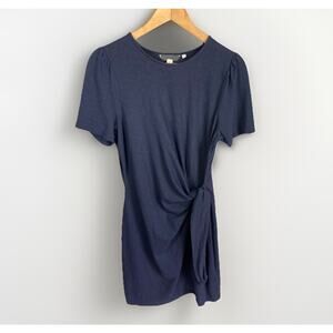 Boden Knot Front Short Sleeve Jersey Dress Women’s 10R Navy Midi Minimalist Prep